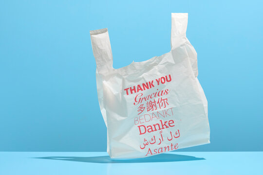 White plastic bag with thank you written on it