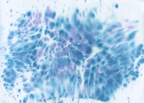 Abstract Blue and Violet Watercolor Bloom