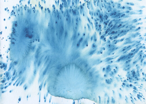 Blue Watercolor Splatter with Soft Washes