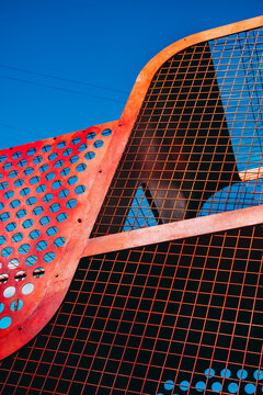 Colorful structure against blue sky