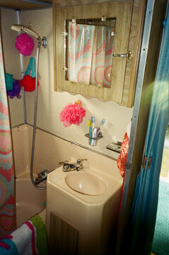 Vintage RV small  interior nobody Bathroom sink