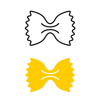 Farfalle pasta bow tie noodle vector illustration for italian food menu and branding editable stroke and fill