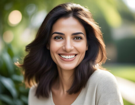 Beautiful Middle Eastern Woman Laughing in Casual Lifestyle Portrait