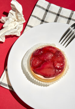 Delicious Strawberry Tart Close up on a Festive Table with Copy Space