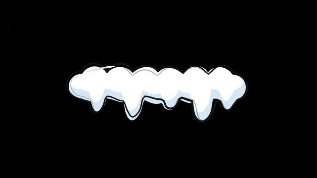 Hand Drawn dripping snow ice melting frost winter cold weather clip 4K Animation with alpha transparent background