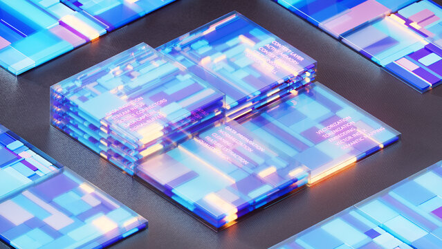 Transparent Modular Panels Visualizing AI Data Architecture