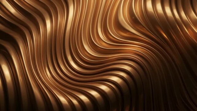 Opulent liquid gold waves flowing smoothly across a luxury metallic background in this premium 3d render motion graphic loop.
