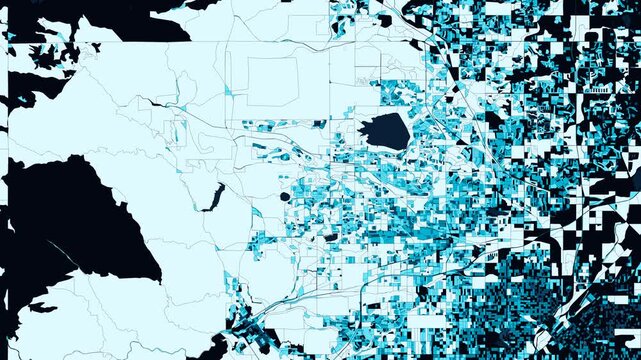 Arvada, Colorado (Northwest Denver Clear Creek & Front Range) Animated 4K Census Block Footprint Propagation - Ice-Blue & Cyan Statistical Boundaries Motion Map