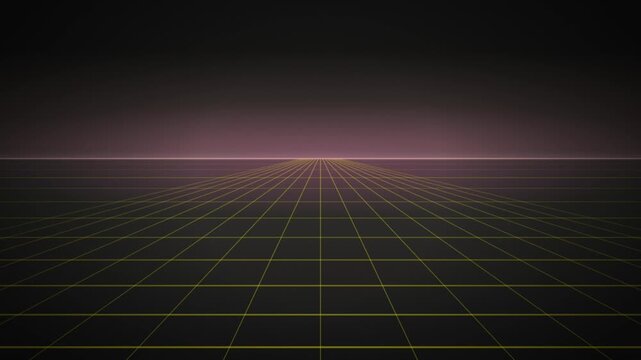 Retro grid pattern on a dark surface with a glowing horizontal light line and a looping animation.