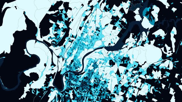 Chattanooga, Tennessee: 4K Spatial Cascade of Urban Census Subdivisions Across Scenic City & Moccasin Bend River Gorge - Cyan & Blue Urban Density Choropleth on Dark Map