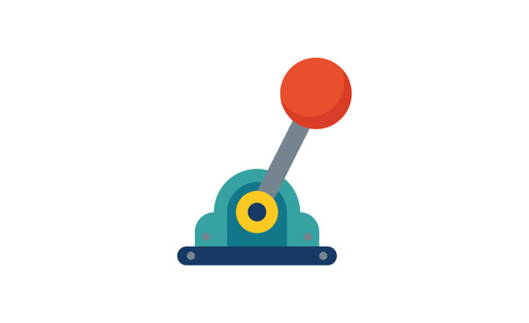 Gearshift lever illustration with a red knob and teal base
