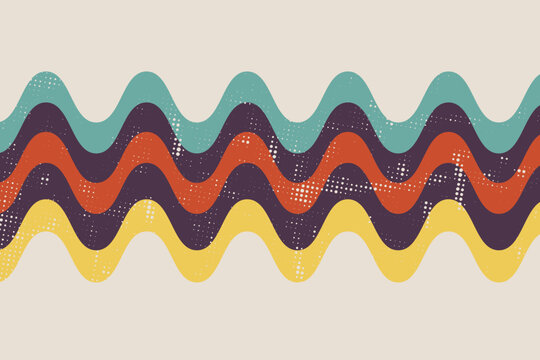 Retro Wave Pattern with Grunge Texture
