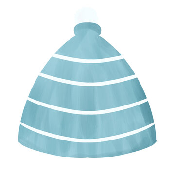 Blue beanie with pompom