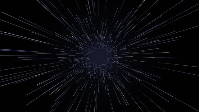 Purple hyperspace light speed tunnel with star streaks, sci-fi seamless loop