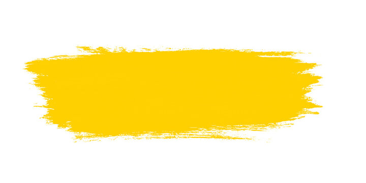 Yellow paint brush stroke isolated on transparent background