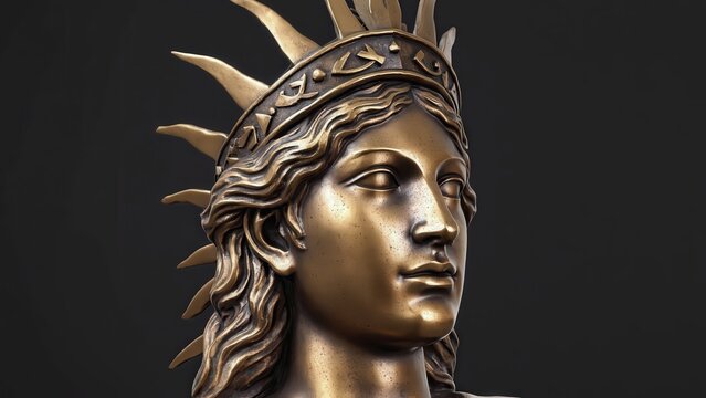 Detailed bronze sculpture of a classical male figure, portraying a powerful and heroic Greek or Roman god or mythological hero.