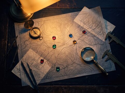 Cartographic Search with Compass and Topographic Map
