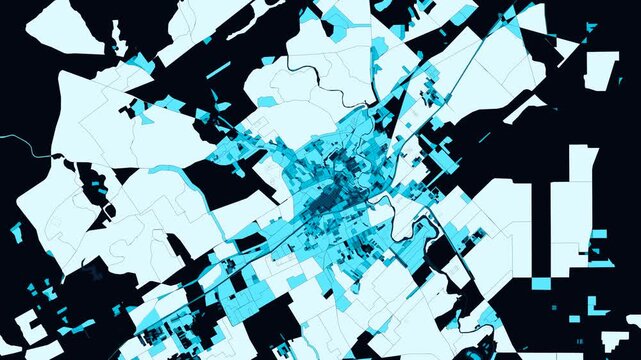 4K Spatial Cascade of Urban Census Subdivisions of New Braunfels, Texas (Texas Hill Country & Comal-Guadalupe Confluence) - Blue Choropleth Metropolitan Growth & GIS Analytics