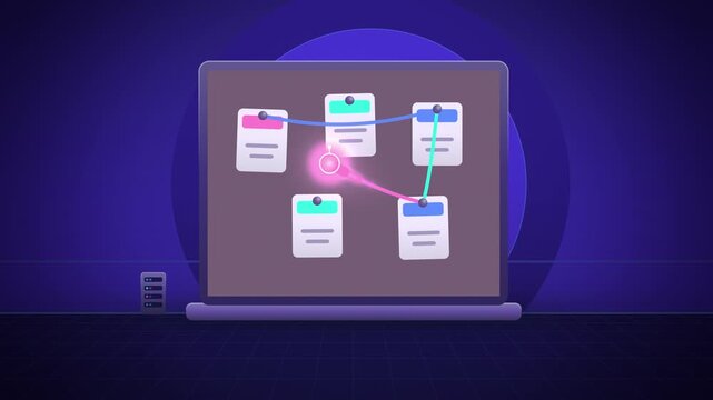Pin board connecting ideas AI agent automation close-up seamless loop