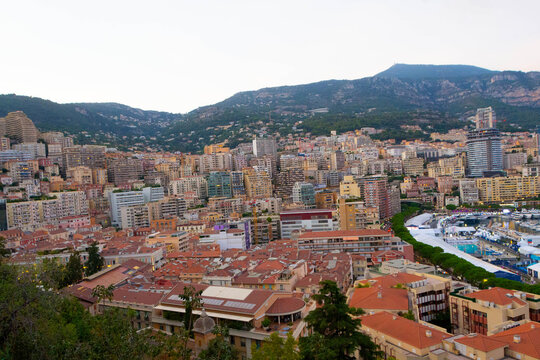 Panoramic Cityscape View of Monaco and Port Hercule