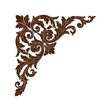Elegant brown ornate corner decorative border design for invitations