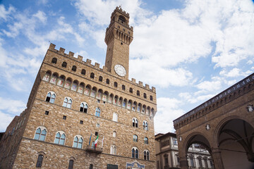 Palazzo Vecchio, the historic town hall of Florence, Italy, overlooking Piazza della Signoria.  © Jasper Neupane