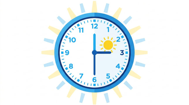 Sun themed clock face illustration