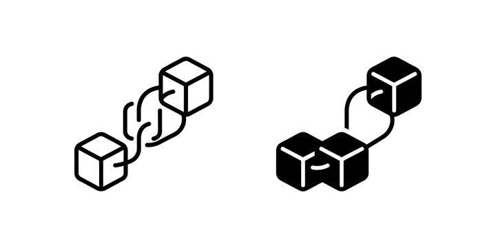 Blockchain concept with connected cubes for technology network.