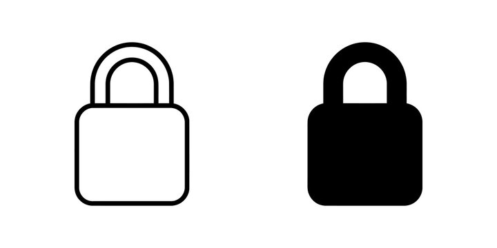 Padlock icons line and solid fill for security and privacy.