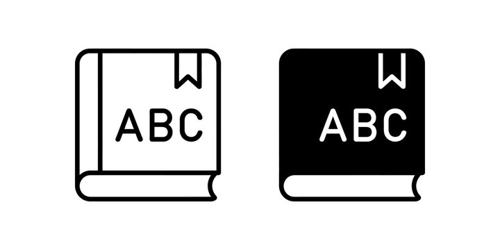 Book with ABC letters and bookmark icon for education.