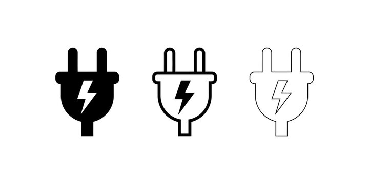 Electrical plug with lightning bolt icon in solid and outline.