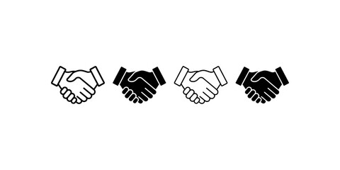 Two handshake icons in black and white for partnership and agreement. © huzaifa