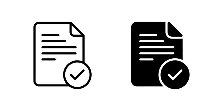 Document outline and solid black icon with check mark.