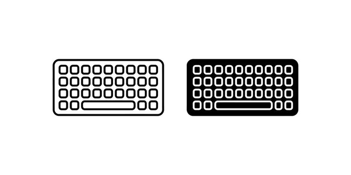 Computer keyboard icon outline and filled silhouette.