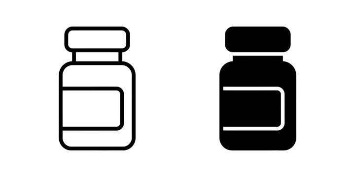 Jar with label icon for medicine or supplements container.