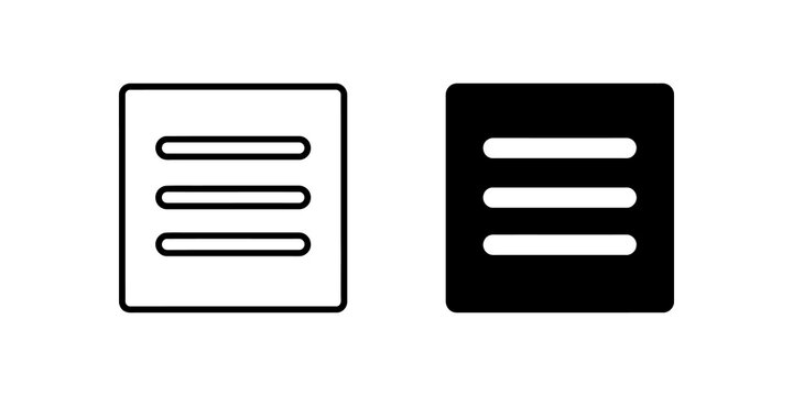 Menu icons outline and filled for navigation or settings.
