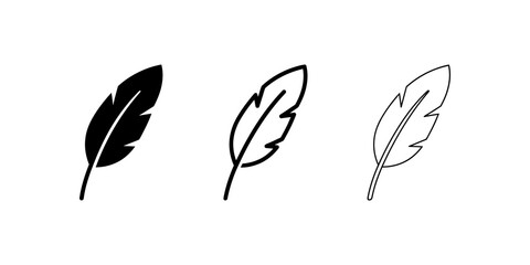 Feather icon in solid line and outline styles for writing.