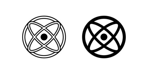 Abstract sphere orbits with central point, clean line art and solid icon versions. © huzaifa