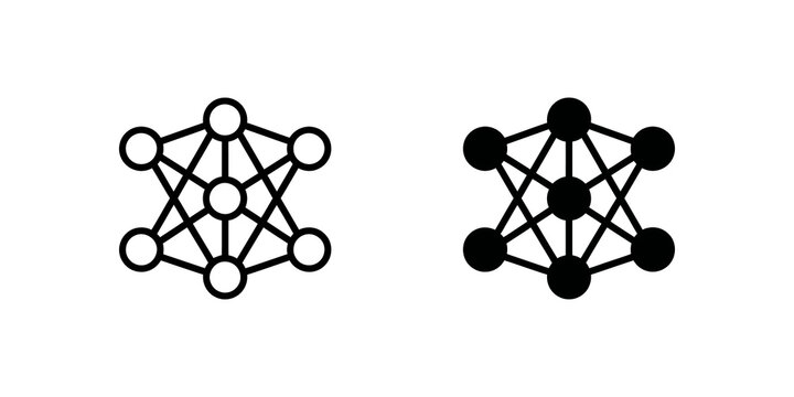 Network nodes connections icon outline and solid style.