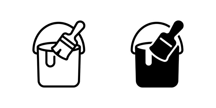 Paint bucket with brush icon for renovation and diy projects.