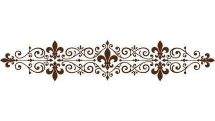 Elegant brown fleur de lis vintage border divider for wedding © @ahmedmaynul