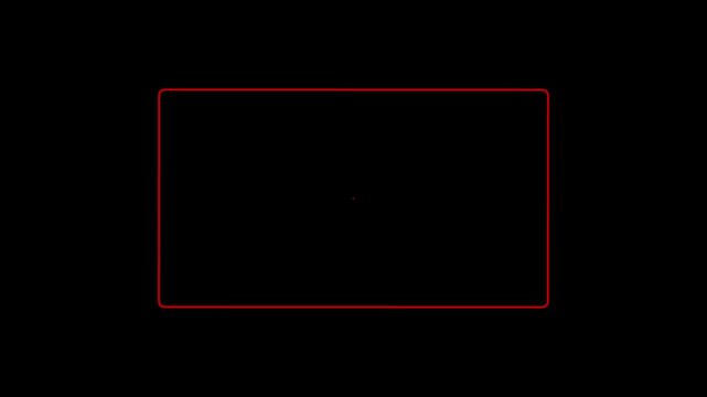 Red color rectangle radio waves type image contours animation on black background. 4k