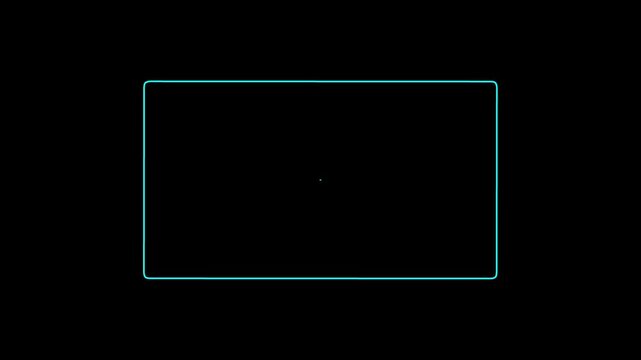 Rectangle radio waves type image contours animation on black background. 4k animation video.