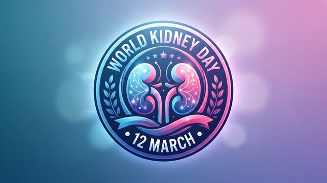 World kidney day badge with kidney icons