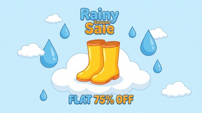 Bright yellow rain boots on sale illustration
