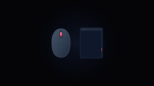 Minimalist computer mouse and mousepad on dark background