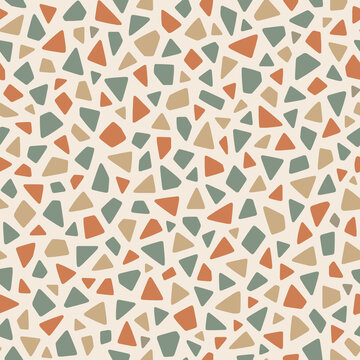 Seamless geometric mosaic in sage terracotta and sand colors