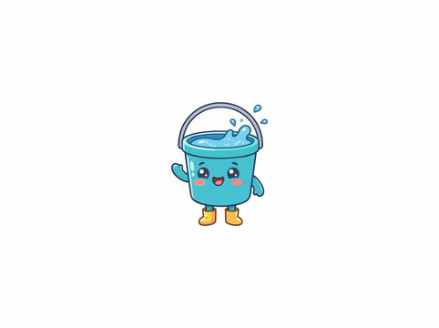 cartoon water bucket character illustration 