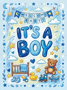 Baby Shower and New Baby Boy Celebration. For baby shower invitations, birth announcements, and welcoming a newborn son with love and joy. Newborn announcement cards, welcome baby greeting cards