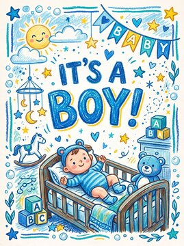 Baby Shower and New Baby Boy Celebration. For baby shower invitations, birth announcements, and welcoming a newborn son with love and joy. Newborn announcement cards, welcome baby greeting cards